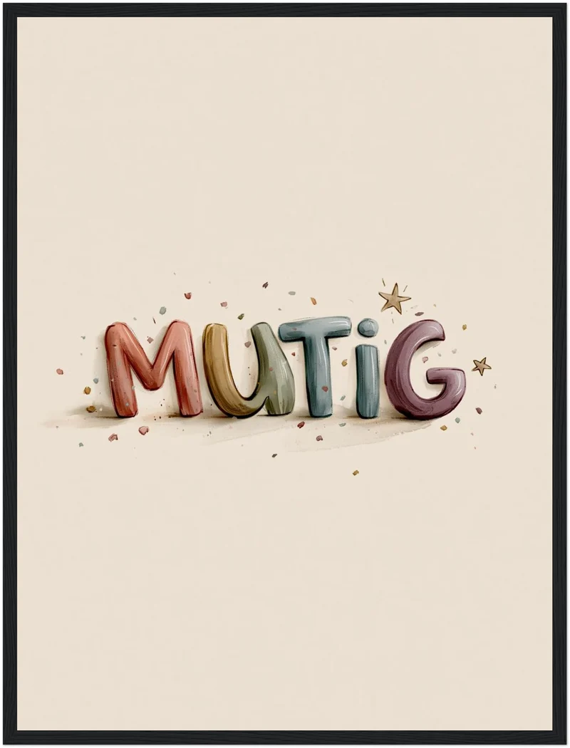 Mutig Schriftzug Kinderzimmer Poster