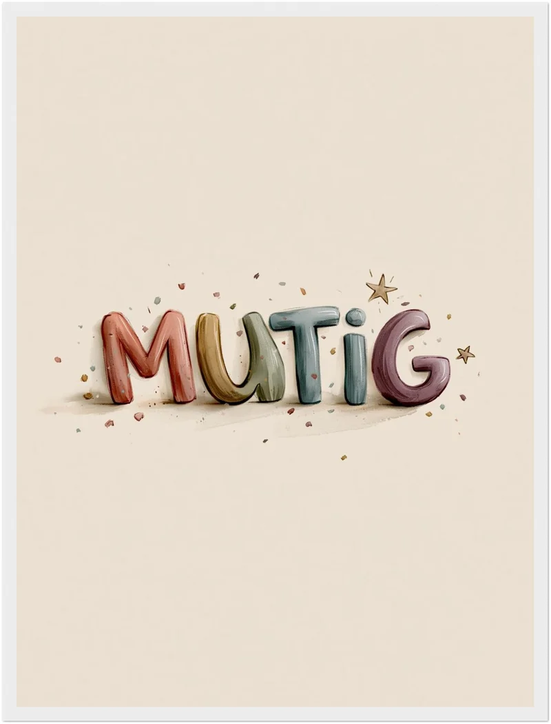 Mutig Schriftzug Kinderzimmer Poster