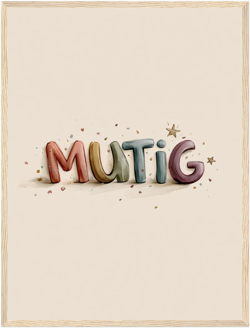 Mutig Schriftzug Kinderzimmer Poster