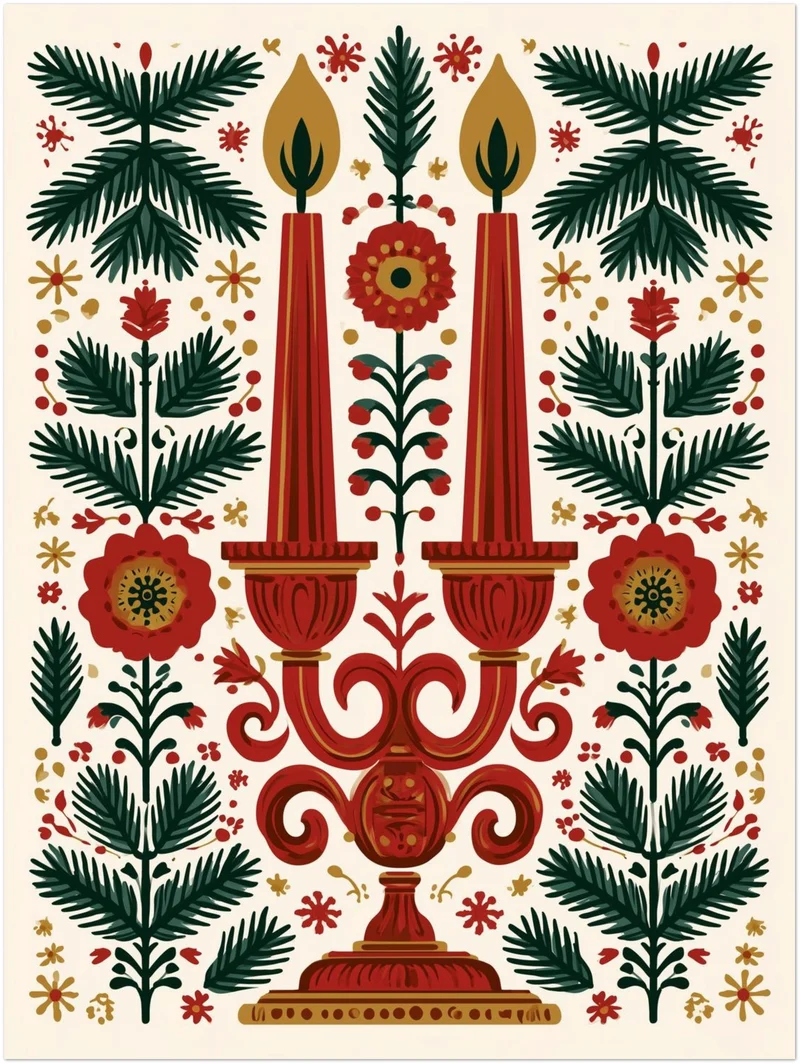 Weihnachtskugeln Poster Set – Glocken & Beeren (3er)