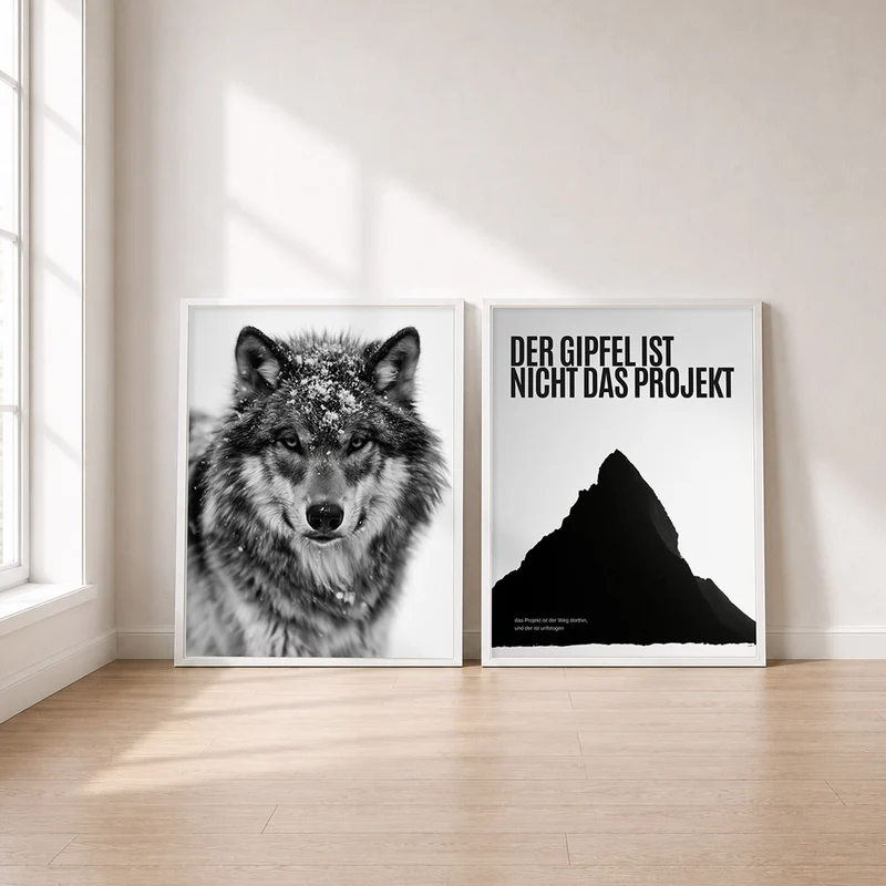Wolf Poster Set – Berge & Schneetreiben (2er)