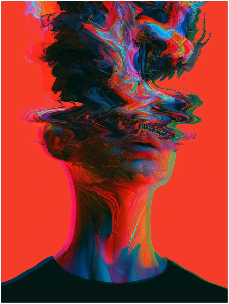 Psychedelic Poster Set – Köpfe in Neon (3er)