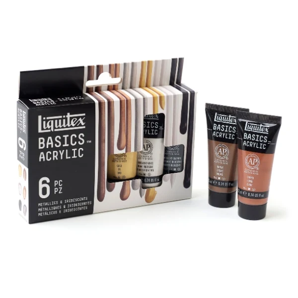 Liquitex - Basics Acrylic Paint Set 6X22ml Metallic + Irridescent