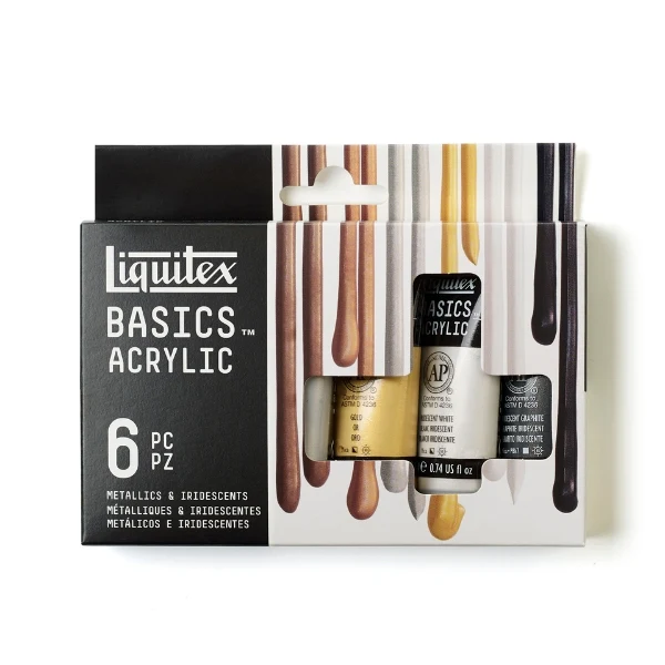 Liquitex - Basics Acrylic Paint Set 6X22ml Metallic + Irridescent
