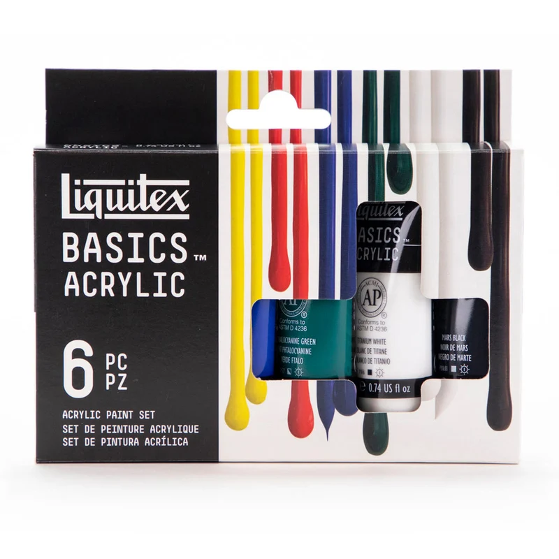 Liquitex - Basics Acrylic Paint Set 6X22ml Primary Set