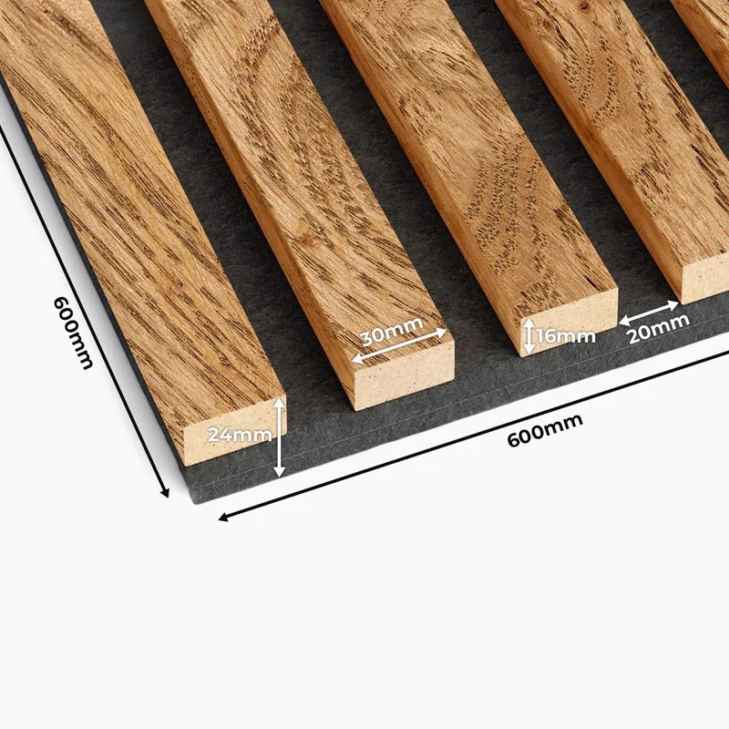 Wooden Acoustic Panels - VENEERED OAK Wall Slats