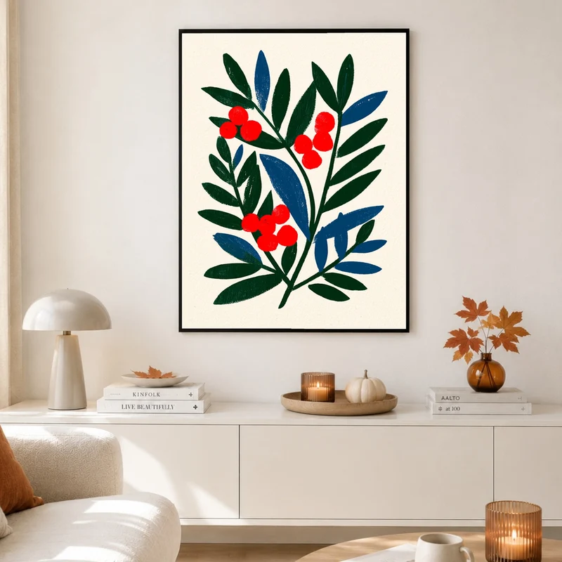 Rote Beeren im Grün Poster