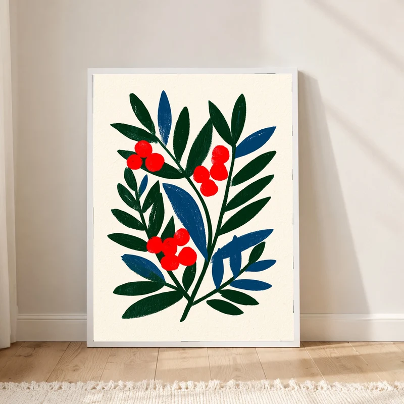 Rote Beeren im Grün Poster
