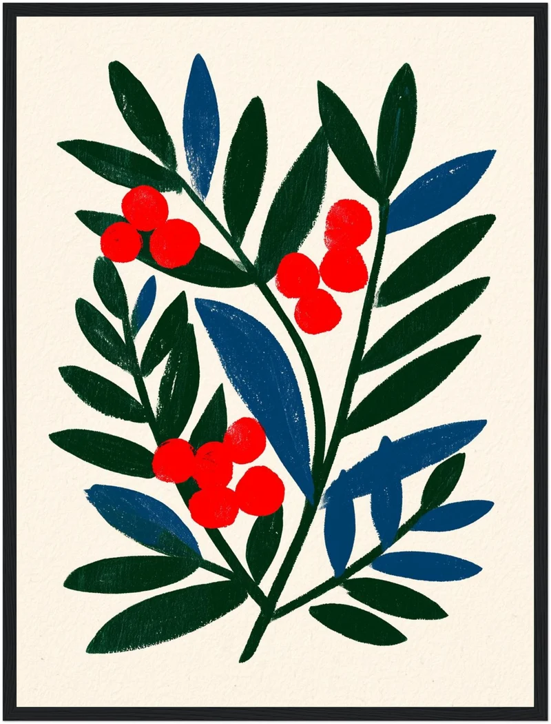 Rote Beeren im Grün Poster
