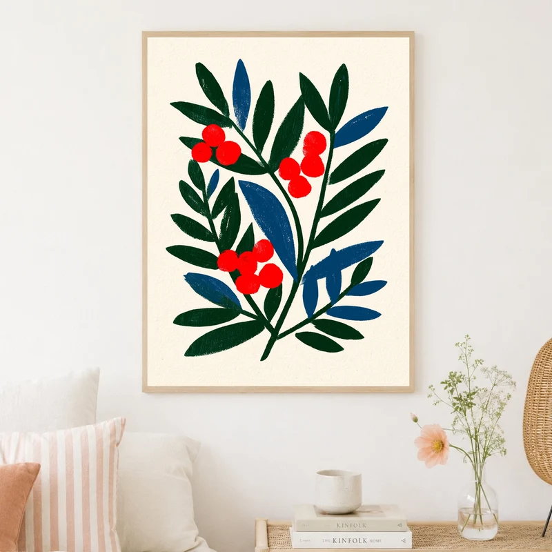 Rote Beeren im Grün Poster