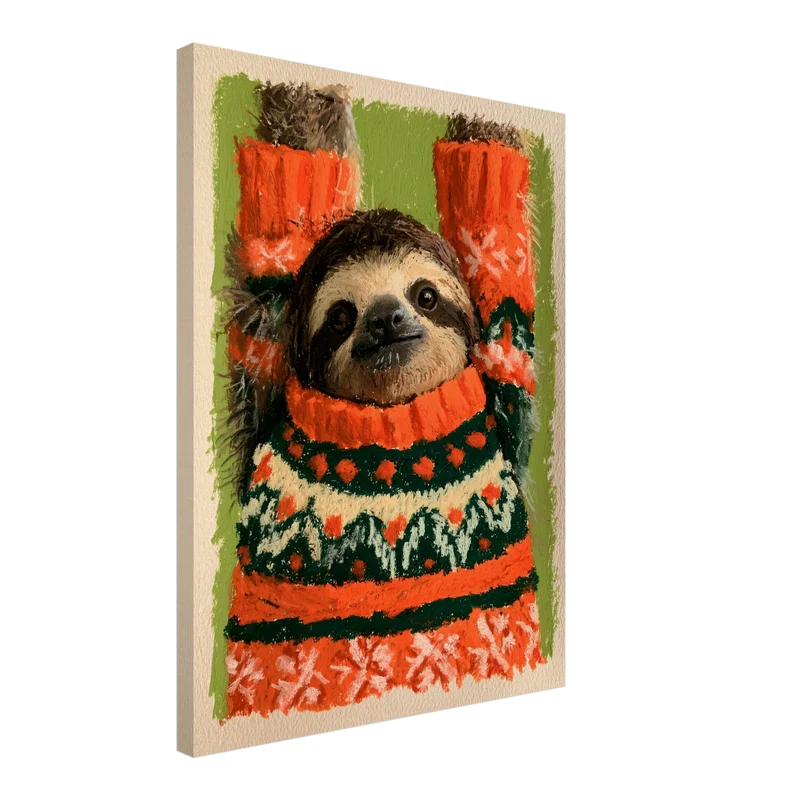 Faultier im Weihnachtspullover Leinwand