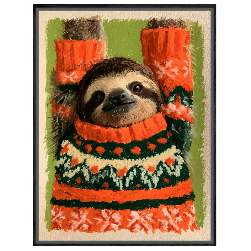 Faultier im Weihnachtspullover Leinwand