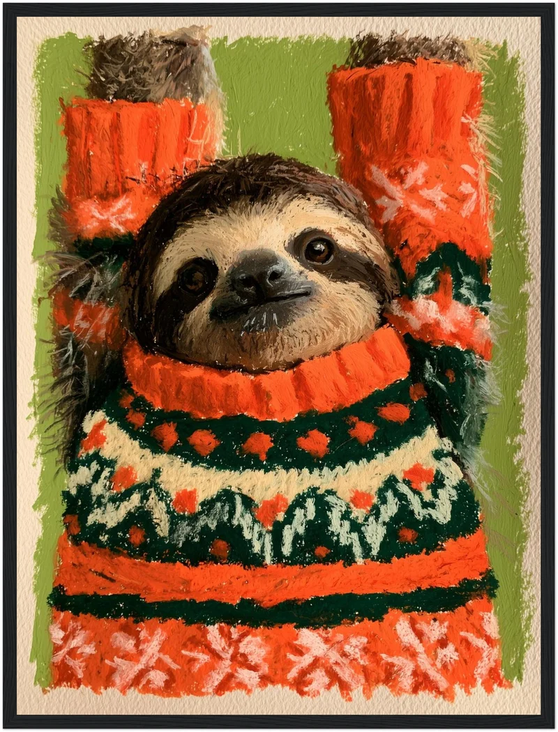 Faultier im Weihnachtspullover Poster