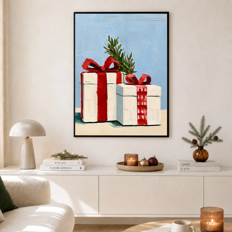 Festliche Geschenke im Schnee Poster