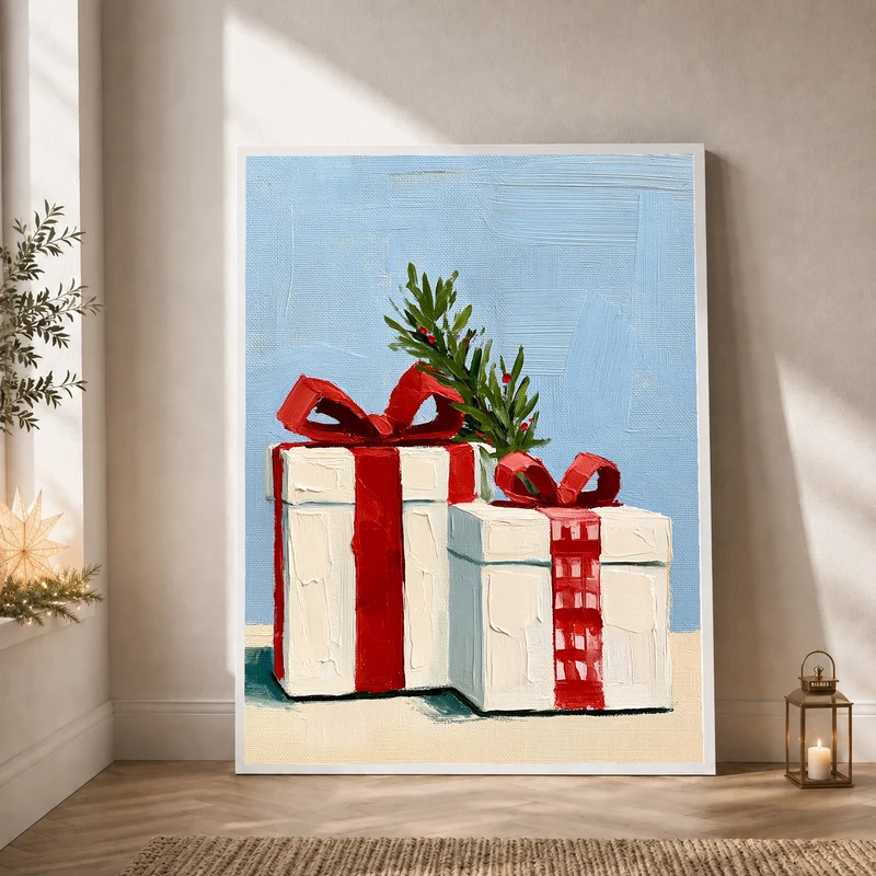 Festliche Geschenke im Schnee Poster