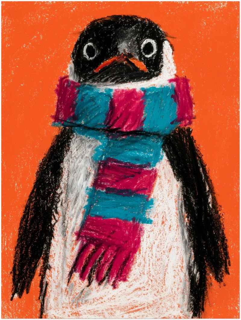 Pinguin mit Schal Leinwand