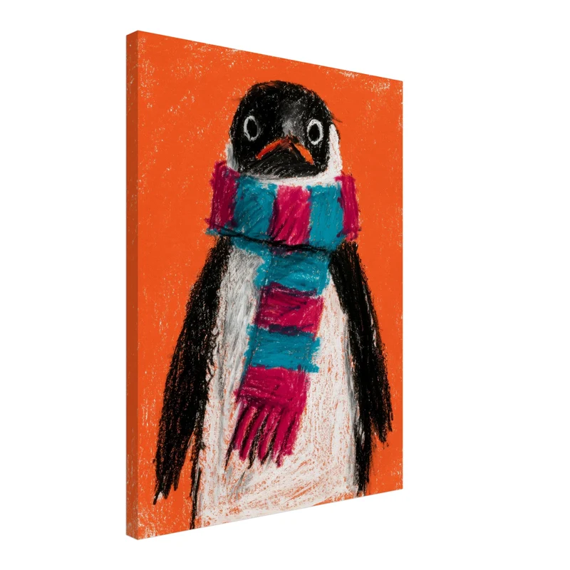 Pinguin mit Schal Leinwand