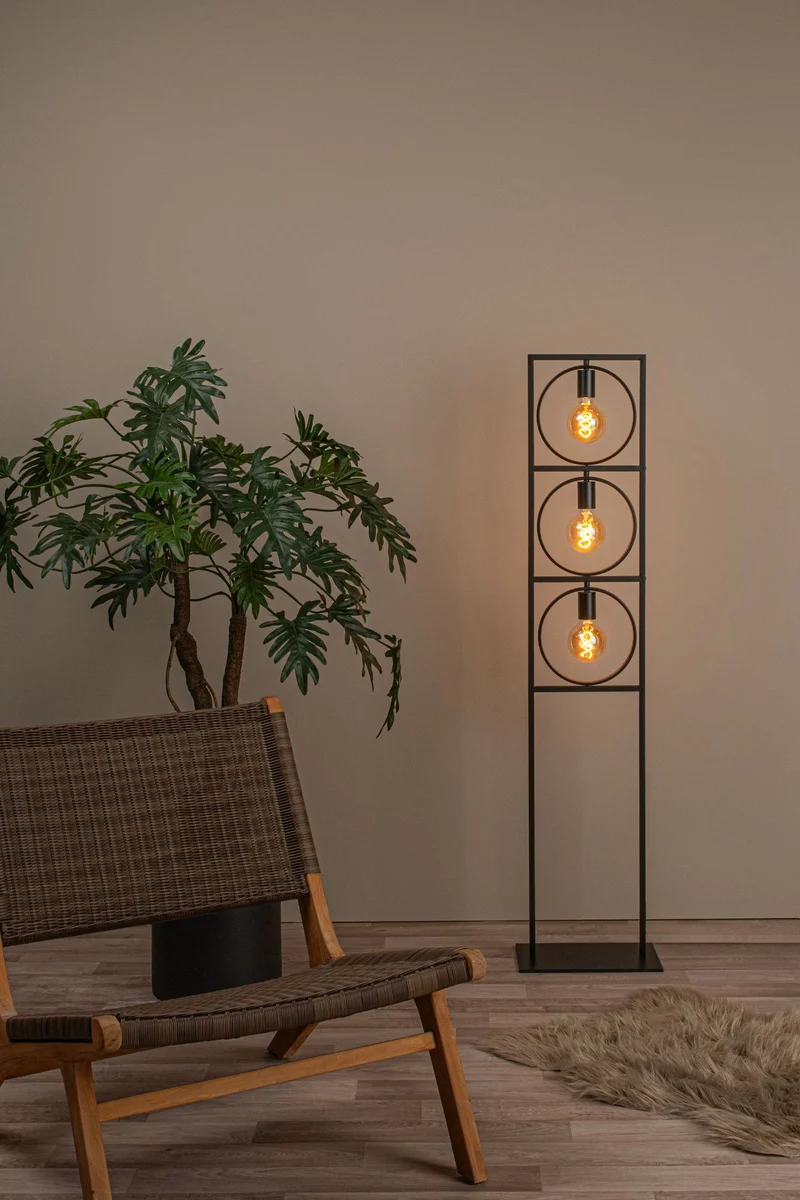 Stehleuchte Suus 3-flammig drehbar Retro Schwarz 145cm