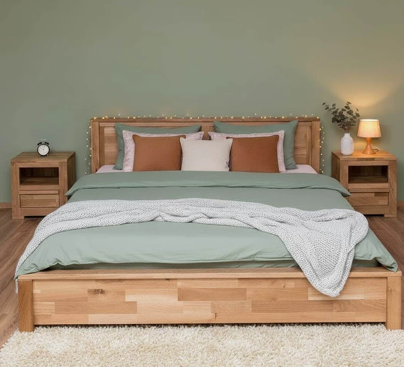 Bett aus massiver Wildeiche - 180 x 200