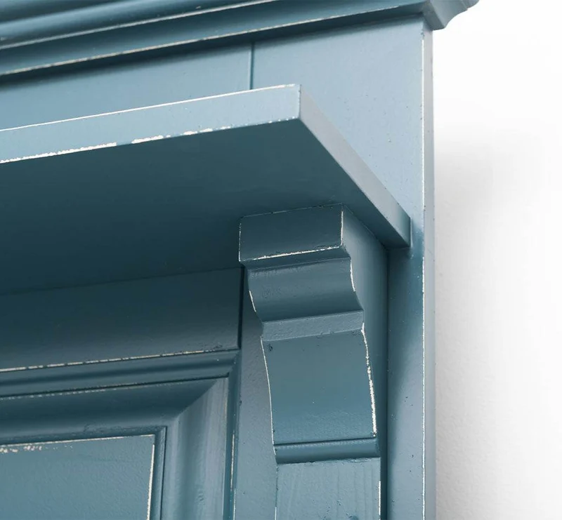 Große Garderobe aus Massivholz mit Kleiderhaken, Spiegel, Hutablage und Bank- uni