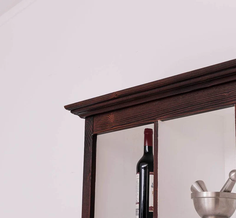 Rustikales Regal aus Massivholz mit Glashalterung | Geschirrschrank