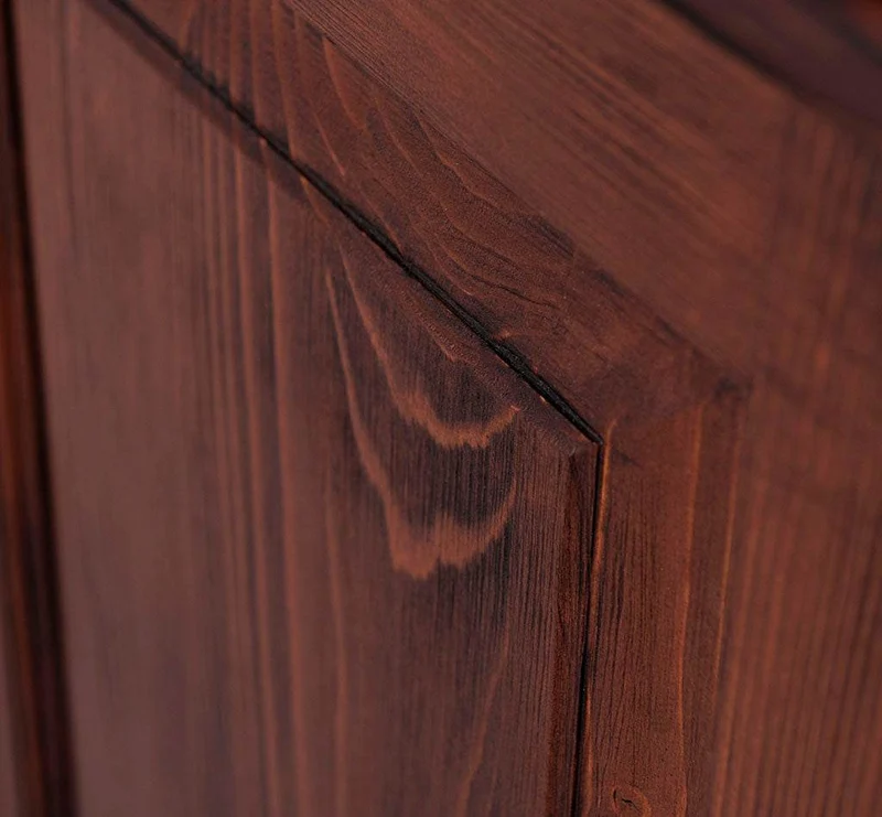 Rustikales Regal aus Massivholz mit Glashalterung | Geschirrschrank