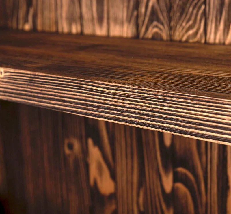 Rustikales Regal aus Massivholz mit Glashalterung | Geschirrschrank