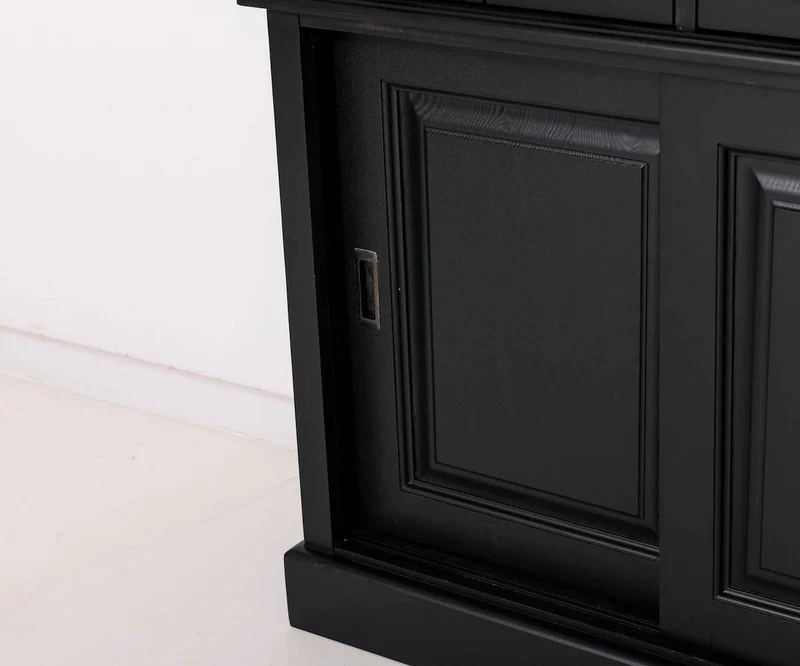 Rustikales Regal aus Massivholz mit Glashalterung | Geschirrschrank