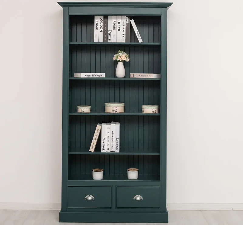 Bücherregal mit Schubladen aus Massivholz - in verschiedenen Farben