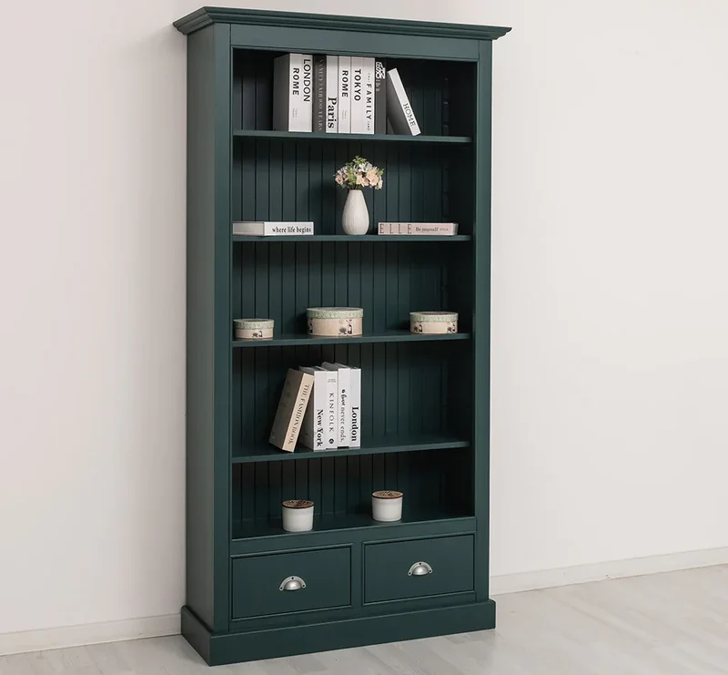 Bücherregal mit Schubladen aus Massivholz - in verschiedenen Farben