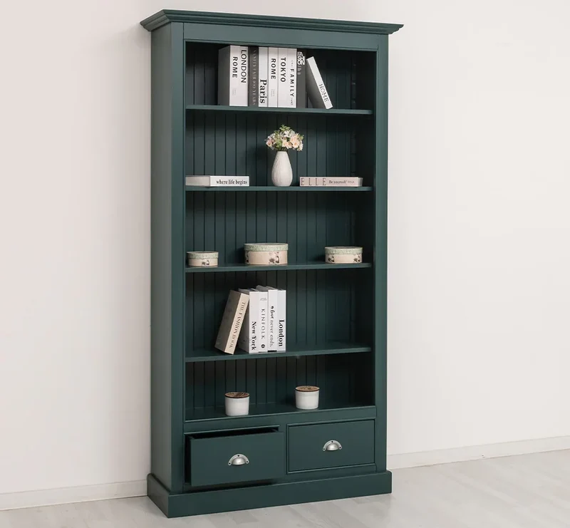 Bücherregal mit Schubladen aus Massivholz - in verschiedenen Farben