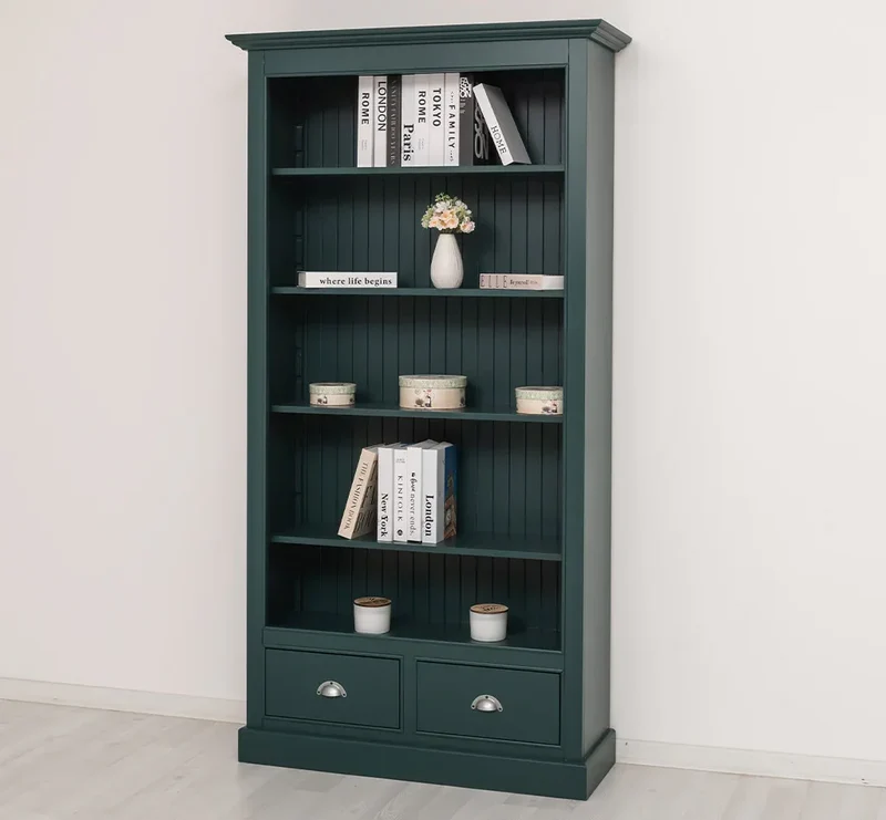 Bücherregal mit Schubladen aus Massivholz - in verschiedenen Farben