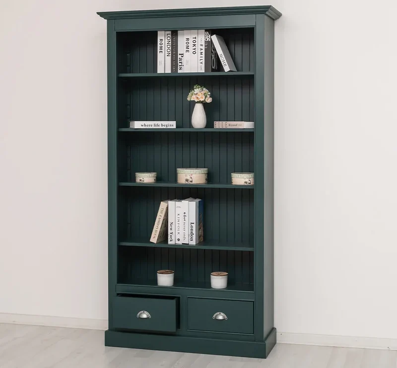 Bücherregal mit Schubladen aus Massivholz - in verschiedenen Farben