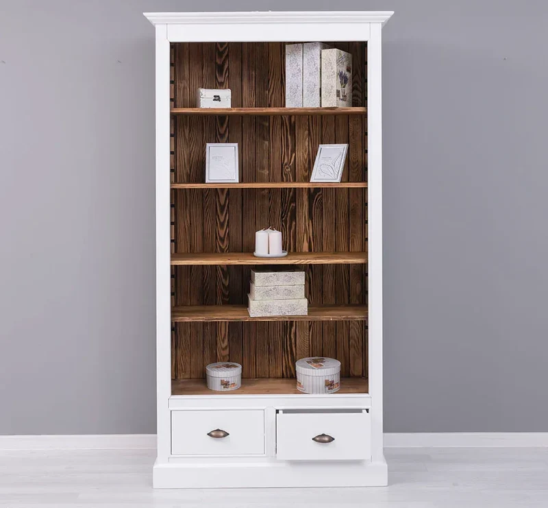Bücherregal mit Schubladen aus Massivholz - in verschiedenen Farben