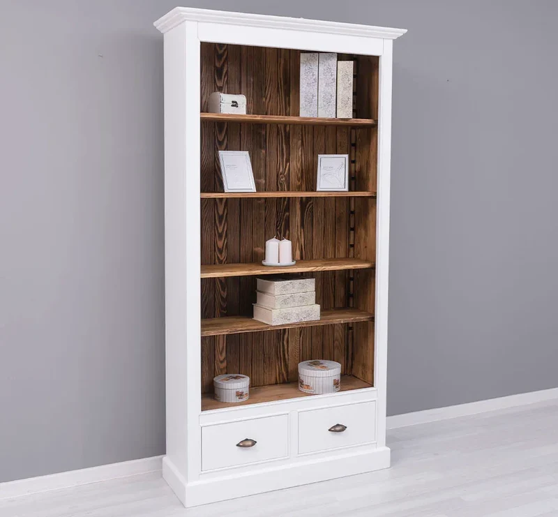 Bücherregal mit Schubladen aus Massivholz - in verschiedenen Farben