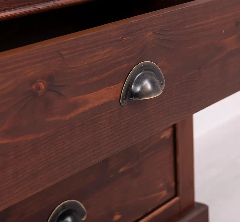 Hochschrank aus Massivholz mit Schubladen - Bücherregal