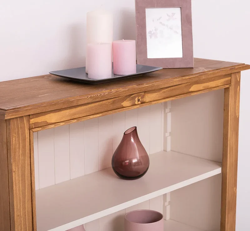 Kleines Bücherregal aus Massivholz im Landhausstil - Gewachst