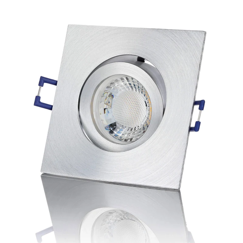 LED Einbaustrahler Flach - Alu Feinschliff Eckig 5W LED Dimmbar - Rapid