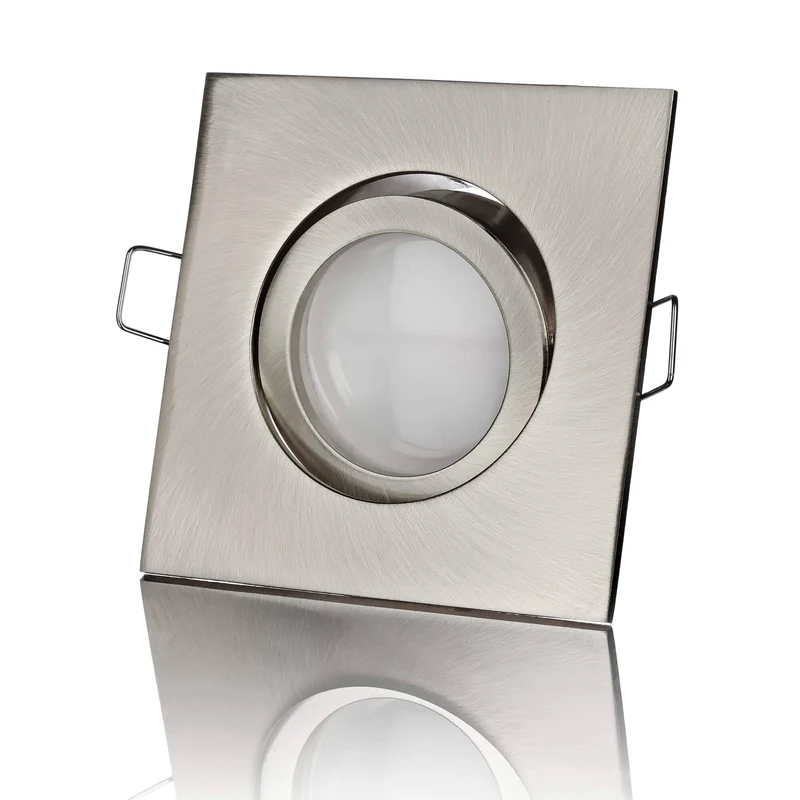 LED Einbaustrahler Flach - Edelstahl gebürstet Eckig 5W Dimmbar 120° - Rapid