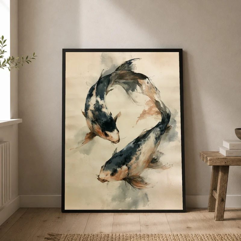 Zwei Koi im Kreis Poster