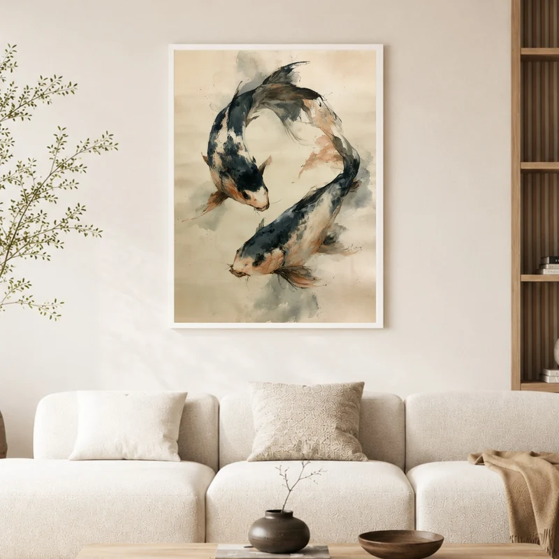 Zwei Koi im Kreis Poster