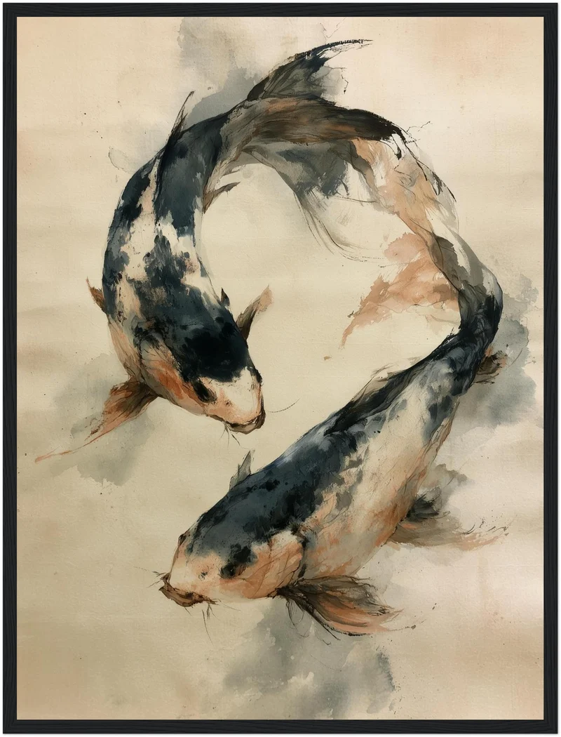 Zwei Koi im Kreis Poster