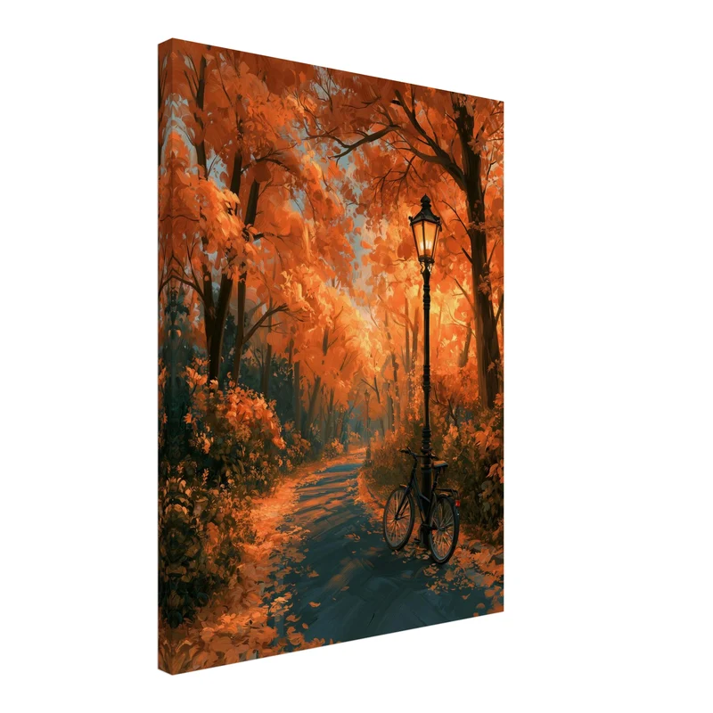 Herbstweg mit Laterne Leinwand