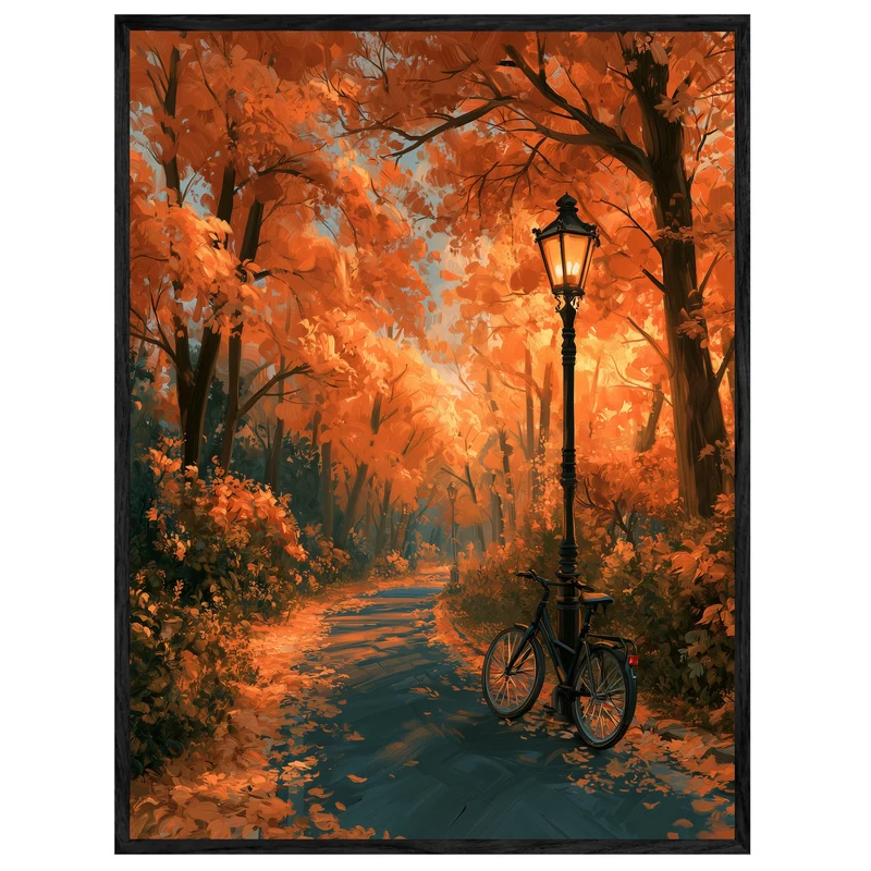 Herbstweg mit Laterne Leinwand
