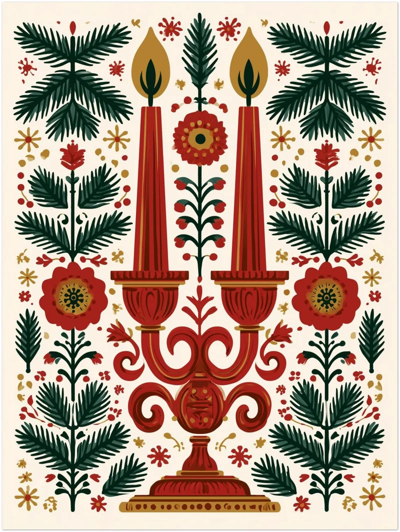 Kerzenleuchter im Weihnachtsgarten Poster