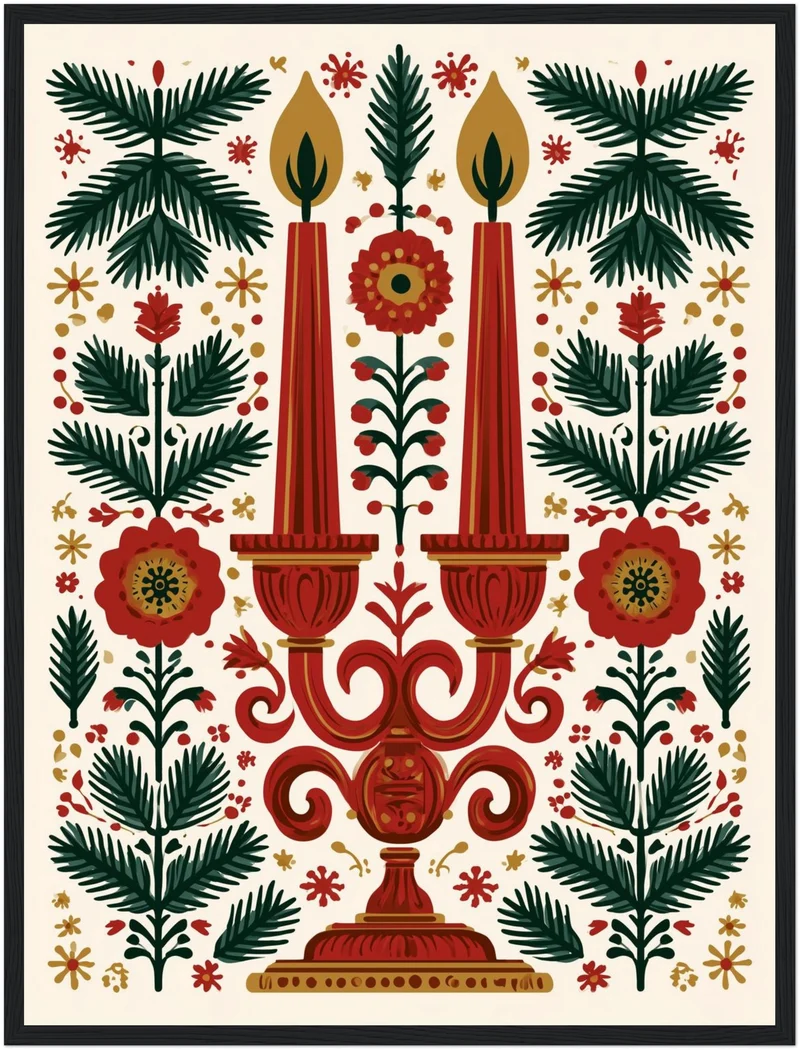 Kerzenleuchter im Weihnachtsgarten Poster