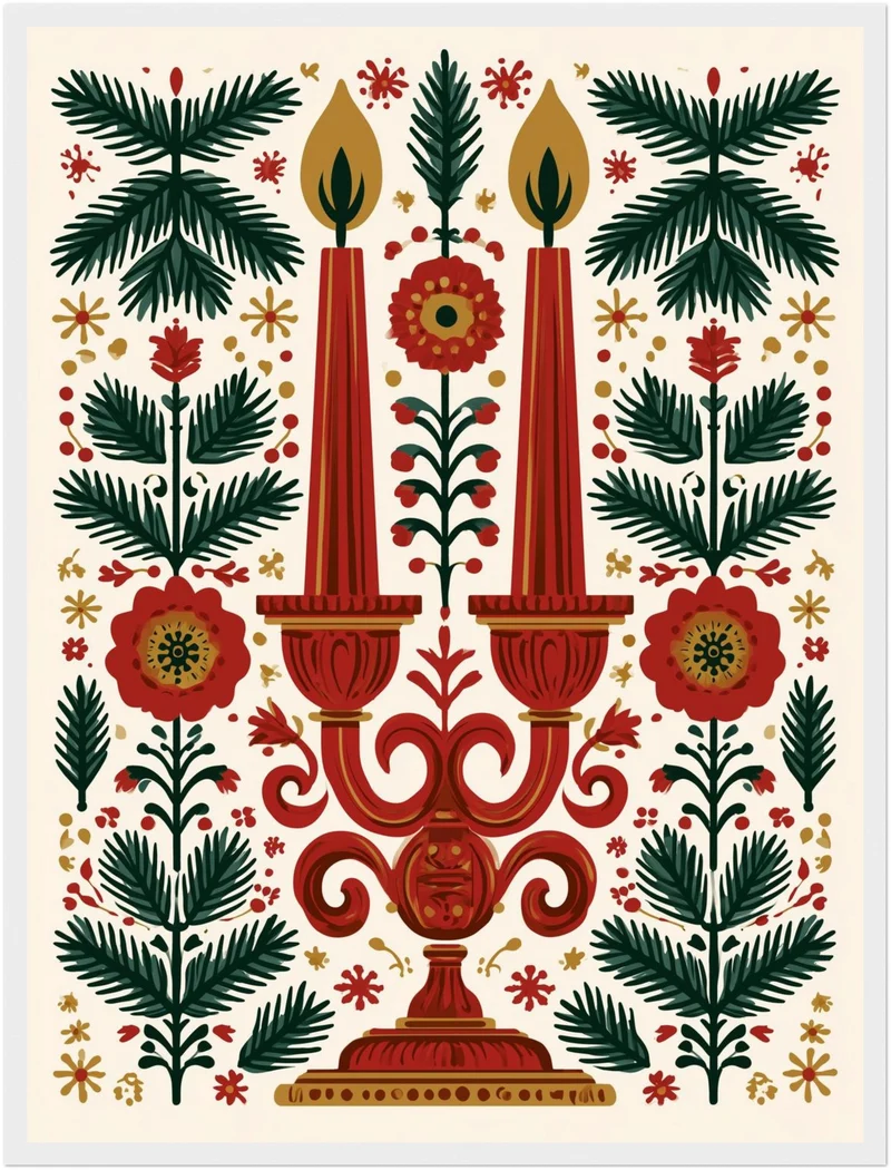 Kerzenleuchter im Weihnachtsgarten Poster