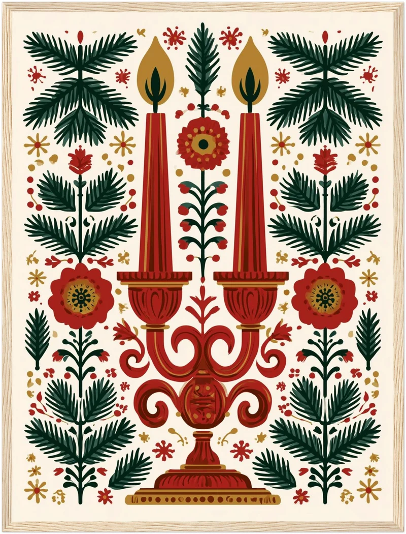 Kerzenleuchter im Weihnachtsgarten Poster