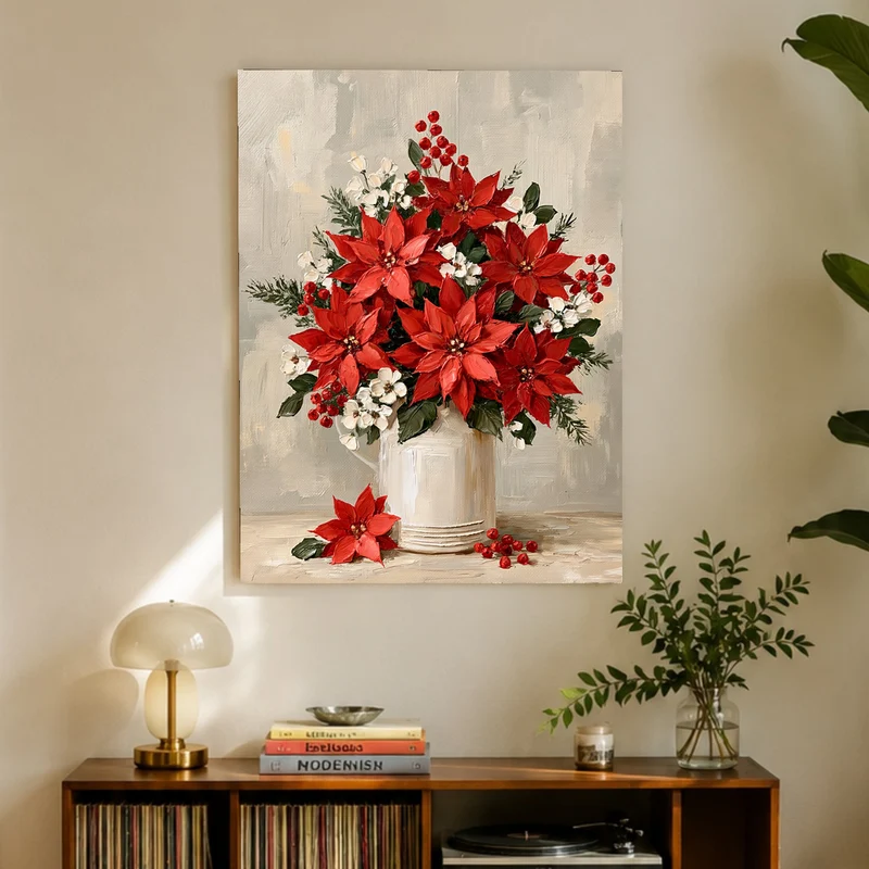 Weihnachtliche Poinsettien im Krug Leinwand