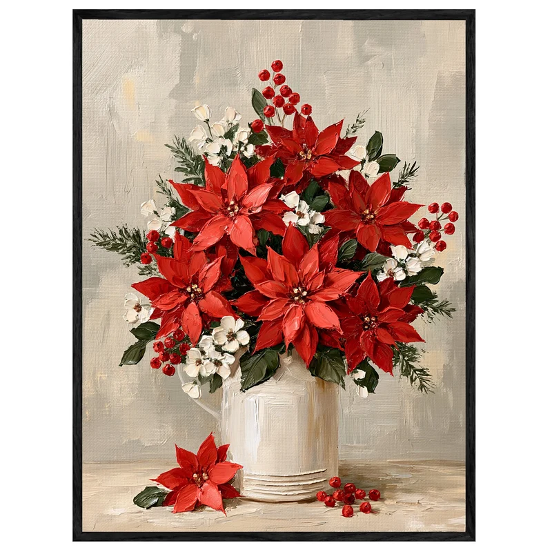 Weihnachtliche Poinsettien im Krug Leinwand